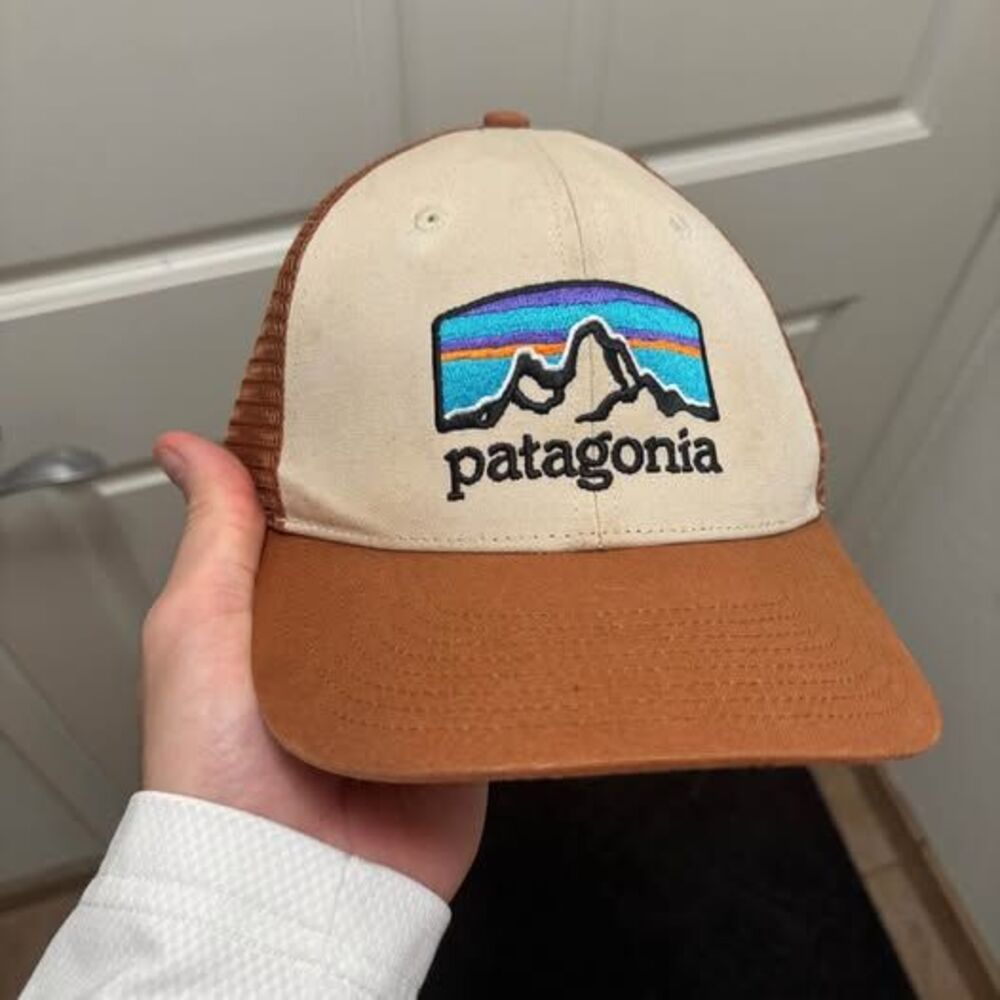 Patagonia Brown and Cream Trucker Snapback Hat